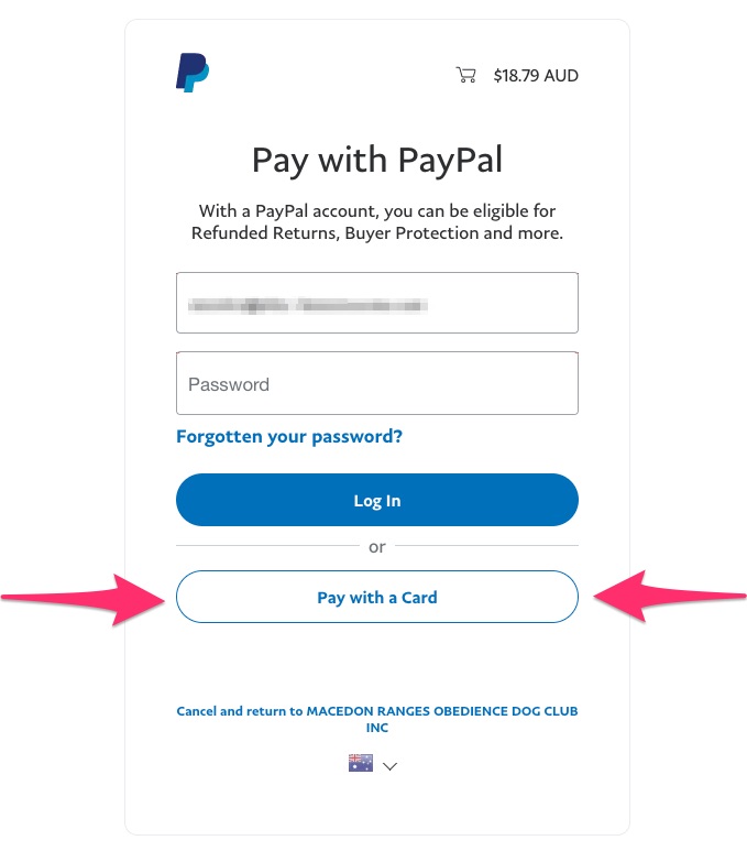 paying with a cc